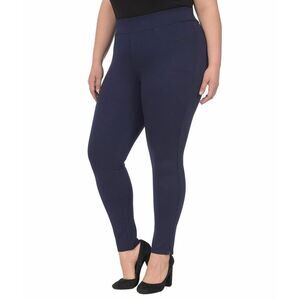 Lola Jeans Anna Mid-Rise Pull-On Ankle Ponte Leggings In Navy Plus Size 3X $95